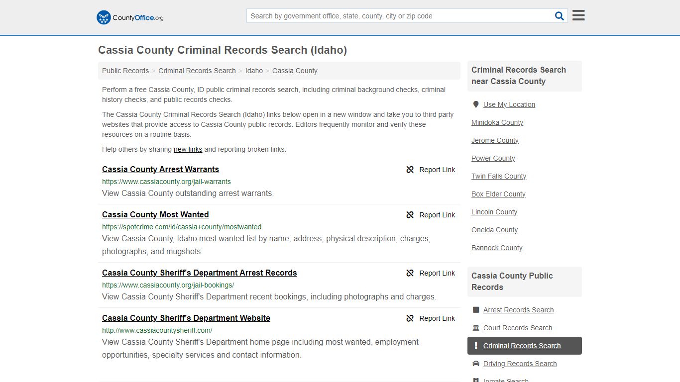 Cassia County Criminal Records Search (Idaho) - County Office