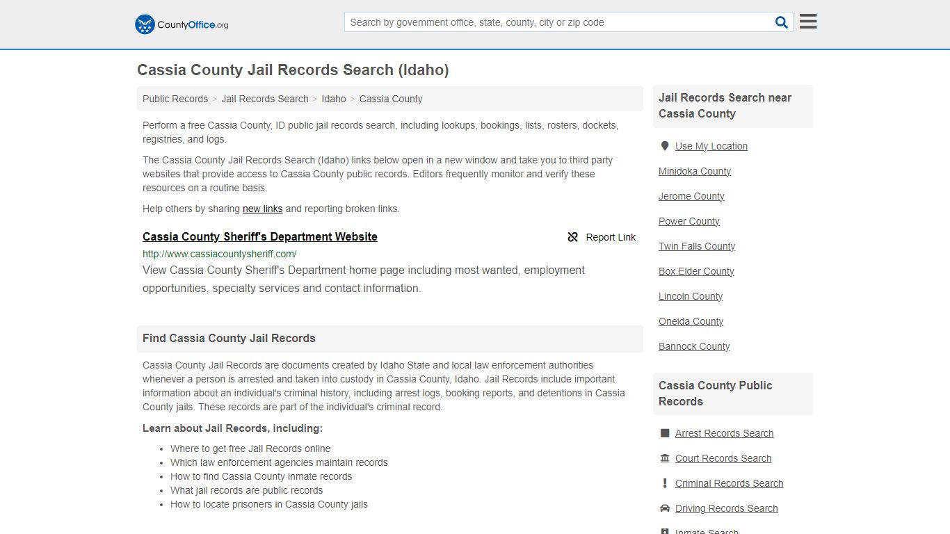 Jail Records Search - Cassia County, ID (Jail Rosters & Records)